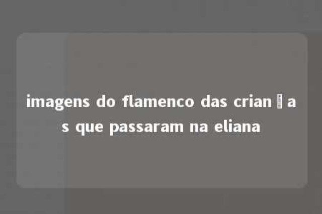 imagens do flamenco das crianças que passaram na eliana 